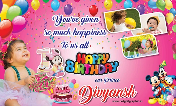 thumbnail Birthday Banner Divyanshi 5x3